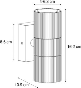 Priemyselné vonkajšie nástenné svietidlo čierne 2-svetlo IP44 - Vigo