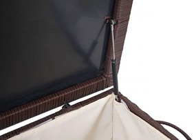 Polyratanový záhradný úložný box HWC-D88 - prémiová hnedá, 51x100x50cm 170l