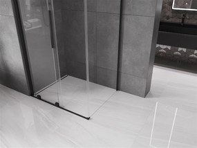 Mexen Velar, sprchový kút s posuvnými dverami 130(dvere) x 100(stena) cm, 8mm číre sklo, čierna matná, 871-130-100-01-70