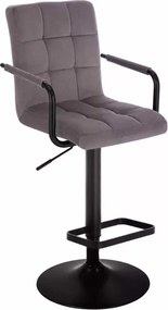 LuxuryForm DESIGN Barová stolička VERONA BLACK VELUR na čiernom tanieri - tmavosivá