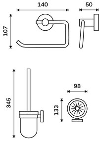NIMCO UN set-94WN-26 - Nástenná WC štetka a držiak toaletného papiera UNIX chróm