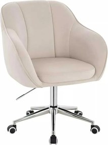 LuxuryForm DESIGN Stolička AVOLA VELUR na striebornej podstave s kolieskami - krémová