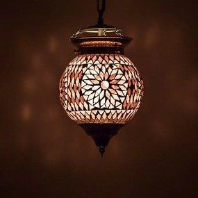 Turecká orient lampa závesná Globe mozaika vzor ROSE Ø15