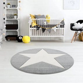 Koberec Happy Rugs SHOOTINGSTAR strieborno-sivý / biely