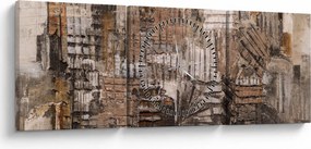 Obraz - Abstrakcia v hnedých tónoch (s hodinami) (90x30 cm)