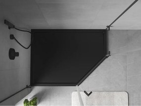 Mexen Flow, päťuholníková sprchová vanička slim ľavá 90 x 80 cm, čierna matná - 46P708090L
