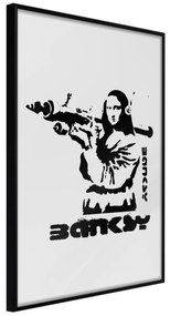 Artgeist Plagát - Mona Lisa with a Bazooka [Poster] Veľkosť: 20x30, Verzia: Zlatý rám s passe-partout