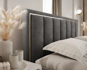 ČALÚNENÁ POSTEĽ MIRABELA 180x200 TMAVOSIVÁ ZAMATOVÁ LÁTKA JASMINE 96 S ROŠTOM