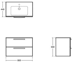 Ideal Standard Tempo - Skrinka pod umývadlo 800 mm, 2 zásuvky, lesklý biely lak E3242WG