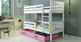 Interbeds Poschodová posteľ Carino so zásuvkou 190x80 bielo ružová