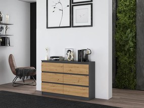 Komoda Musecalo 6 120 (antracit + dub artisan). Akcia -21%. Vlastná spoľahlivá doprava až k Vám domov. 1132809