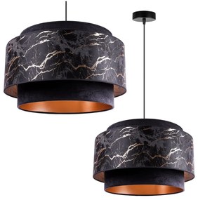 Závesné svietidlo Werona duo 3, 1x čierne textilné tienidlo so vzorom, g