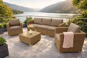 DEOKORK Ratanová variabilná zostava MALIBU pre 5 osôb (béžovo-hnedá)