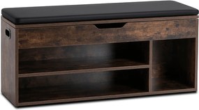 Lavica na topánky ALEC s úložným priestorom – rustikálna / čierna