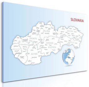 Obraz podrobná mapa Slovenska - 90x60