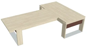 Stôl Verno+ S 200 x 300 cm s rokovacím prvkom, agát / hnedá