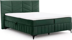 Posteľ Boxspring Penia 160x200 s úložným priestorom - zelený hydrofóbny zamat Element 12