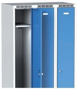 Alfa 3 Kovová šatníková skrinka 3-dielna, 1800 x 900 x 500 mm, otočný zámok, oranžové dvere