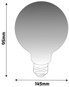 BERGE LED žiarovka G95 - E27 - 4W - FILAMENT - dymová - teplá biela