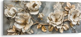 Obraz - Mramorové pozadie s kvetmi (120x50 cm)
