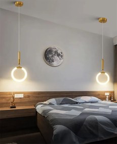 Toolight Toolight, LED závesné svietidlo 20x40cm, 12W, 3000K, LHJ058-CP1, zlatá matná, OSW-50028