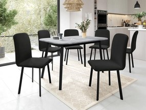 Jedálensky set so 6 stoličkami Grazpen S 130x80, Farby:: Amor Velvet 4318, Farby:: sivý mramor / čierna