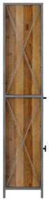 furniture-nabytek.cz - Masívna kúpeľňová vysoká skrinka Detroit z recyklovanej borovice a kovu, lakovaná, hnedá – 40×35×180 cm
