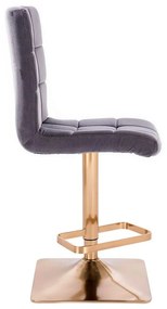 LuxuryForm DESIGN Barová stolička TOLEDO VELUR na zlatej hranatej podstave - tmavo šedá