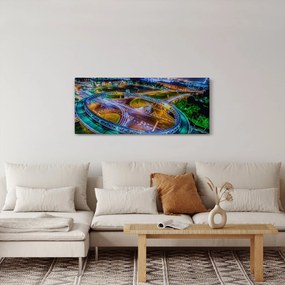 Obraz - panoráma nočného mesta (120x50 cm)