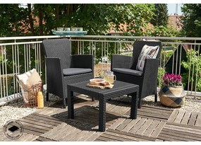 Tmavosivá záhradná lounge súprava z umelého ratanu pre 2 osoby Salvador – Keter