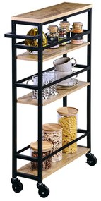 Kesper Mobilný regál, výsuvná polička, vozík, dub/čierny kov
