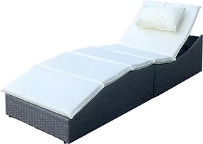 Polohovateľné ratanové lehátko SAVANA sivá/béžová