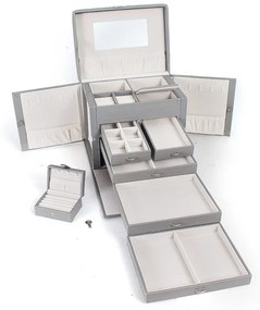 Luxusná kožená šperkovnica  šedá , 50600L (Luxusná šperkovnica)