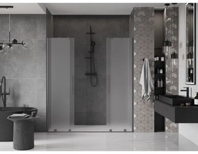 Mexen Velar Duo, posuvné sprchové dvere do otvoru 200 cm, 8mm sklo námraza, grafit brúsený, 871-200-000-32-66