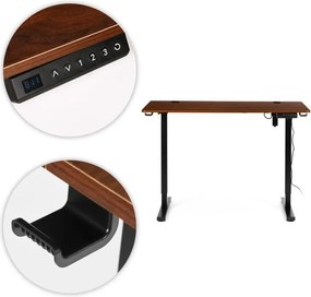 Elektrický nastaviteľný stôl 120 x 60 cm, nastaviteľná výška 72-117 cm, biely