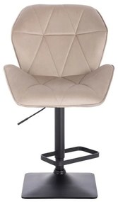 LuxuryForm DESIGN Barová stolička MILANO MAX VELUR na čiernej hranatej podstave - latte