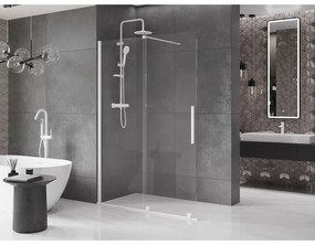 Mexen Velar, posuvné dvere do otvoru typ Walk-In 140 cm, 8mm číre sklo, biela, 871-140-000-03-20