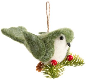 VIANOČNÁ DEKORÁCIA BIRDIE SADA 12KS 6X17 CM ZELENÁ