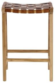 Barová stolička z imitácie kože v prírodnej farbe (výška sedadla 67 cm) Calixta – Kave Home