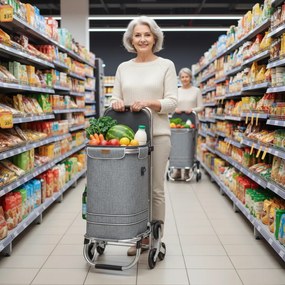 Jurhan Nákupná taška na kolieskach do schodov COMFORT,50l, šedá