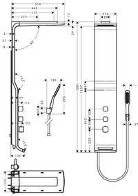 Hansgrohe Raindance, sprchový panel Lift 180 2jet na stenu, biela/chrómová, HAN-27008400
