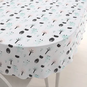 Biante Detský bavlnený oválny obrus Sandra SA-369 Srnčekovia a ježkovia v lese 100x140 cm