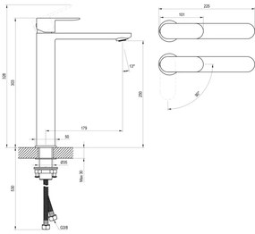Ravak X070461 - Umývadlová batéria CHROME 30 cm čierna