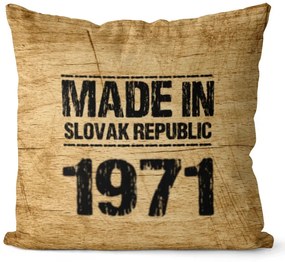 Vankúš Made In + rok (Veľkosť: 55 x 55 cm, rok: 1971)