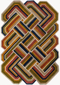 Ručne tuftovaný vlnený koberec's reliéfnou štruktúrou Lattice Shaped