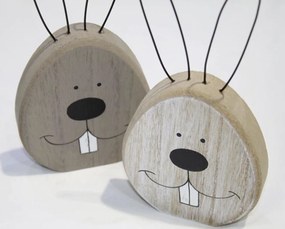 Drevený králik RABINA s kovovými ušami, 18,5 cm - viac variantov