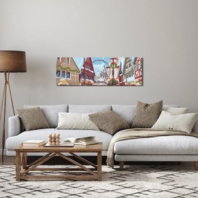 Obraz - Zimná ulička (s hodinami) (90x30 cm)