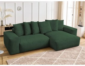 Zelená menčestrová rozkladacia/s úložným priestorom rohová pohovka Voltaire – Bobochic Paris