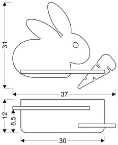 Candellux RABIT Nástenné svietidlo 4W LED 4000K IQ KIDS WITH CABLE, SWITCH AND PLUG GRAY+WHITE 21-85184