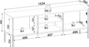 TV skrinka Sento, čierna/dub wotan, s osvetlením